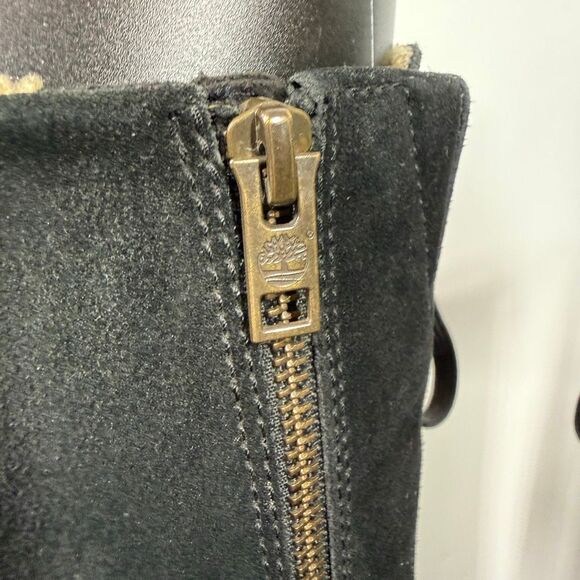 Timberland Women’s black leather suede tall boot size 7 side zip - Picture 5 of 14